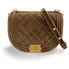 Chanel Boy Curved Messenger Quilted Velvet Small