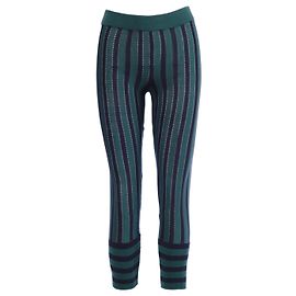 Pantalones de punto de algodón a rayas verde y azul marino Marni