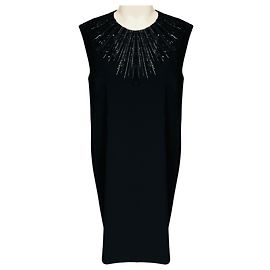 Vestido sin mangas de crepé Lanvin negro con lentejuelas y cuentas