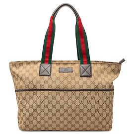 Borsa Tote Gucci GG Canvas Web beige