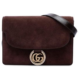 Borsa a tracolla Gucci Small Suede GG Ring Torchon marrone