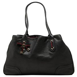Tote Gucci Princy in pelle di vitello nera con banda Web