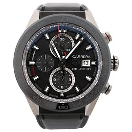 TAG Heuer Carrera Calibre HEUER 01 WZH6827 CAR201W-0 SS & Leather AT Gray-Face