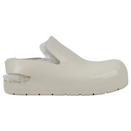 Bottega Veneta Puddle Shearling Cozy Matt Rubber Low Top Shoes in Ivory