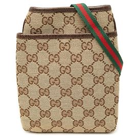 Borsa a tracolla Gucci GG Canvas Web beige