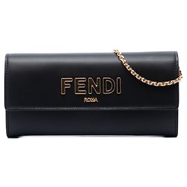 Sac crossbody porté épaule portefeuille Continental Roma Fendi en cuir noir