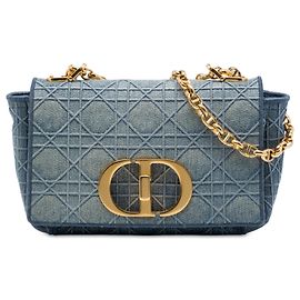 Autre Marque Picca borsa Caro in denim blu con motivo Cannage ricamato Dior