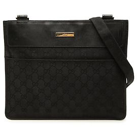 Borsa a tracolla Gucci GG Canvas e vitello nera