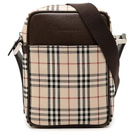 Borsa crossbody Burberry House Check in tela marrone
