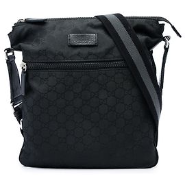 Borsa a tracolla Gucci GG in nylon nero con banda Web