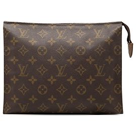 Louis Vuitton Monogram Toiletry Pouch 26 Clutch Bag braun