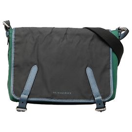 Borsa a tracolla Burberry Large Tricolor in nylon e pelle Verde