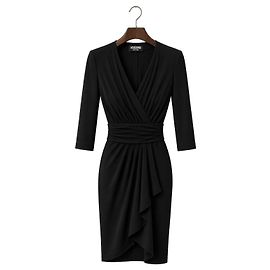 Love Moschino Women's Black Draped Cashmere & Wool Blend Dress – IT 40