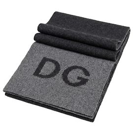 Dolce & Gabbana grauer Wollschal mit DG-Logo