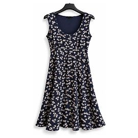 Vestido midi sem mangas com estampado de borboletas azul marinho para mulher Weekend Max Mara – Tamanho L