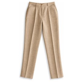 Weekend Max Mara Puro Lino Women's Beige Tailored Straight-Leg Trousers – IT 42