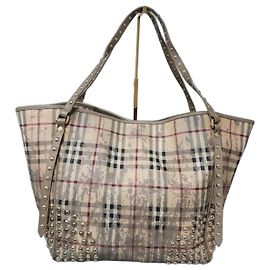 Burberry Canterbury Tote Haymarket Check mit Nieten - Beige/Grau