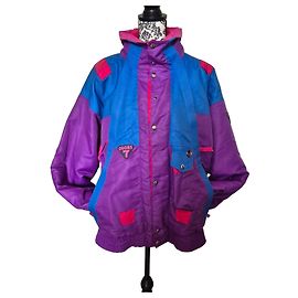 Autre Marque degre 7 Vintage Colorblock Skijacke Größe L multicolore 80er/90er Fleecekapuze warm für Winter
