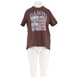 T-shirt Ganni castanho de algodão