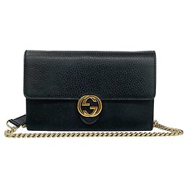Borsa a tracolla mini portafoglio a catena in pelle con logo Interlocking G Gucci