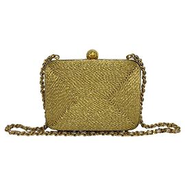 Bolsa de Ombro Chanel Vintage Coco Glitter Canvas com Fecho e Corrente