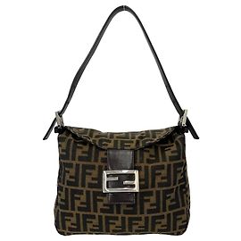 Borsa semi-one shoulder Fendi Zucca FF in canvas e pelle