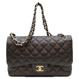 Sac à épaule Chanel Double Flap en cuir caviar noir