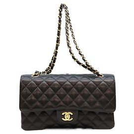 Chanel Schultertasche aus schwarzem Kaviarleder