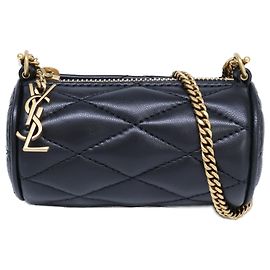 Autre Marque Bolso de hombro Saint Laurent Sad Micro Tube en piel de cordero negra con cadena