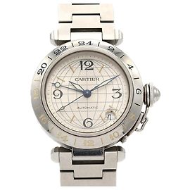 Reloj automático Cartier Pasha C GMT W31029M7 de acero inoxidable