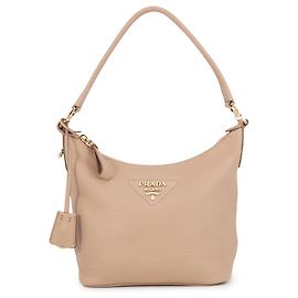 Bolso de hombro Prada en piel Vitello Daino