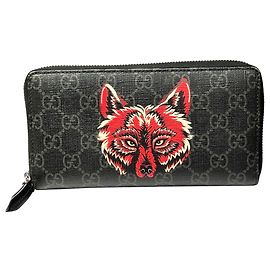 Gucci Langbrieftasche mit Wolfskopf-Animal-Print