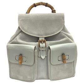 Mochila Gucci azul de camurça e couro