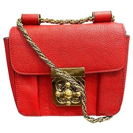 Bolsa de ombro Chloé Elsie Series em couro de bezerro vermelho
