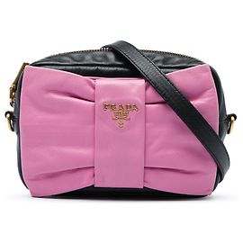 Prada Bolso bandolera de napa negro con lazo Fiocco