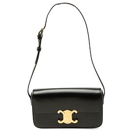 Céline Bolso de hombro Celine Claude de piel de becerro brillante negra Triomphe