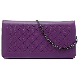 Portafoglio Continental con Catena Bottega Veneta in Nappa Intrecciato Viola