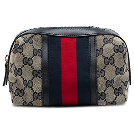 Bolso de mano Gucci en lona GG beige con banda Web