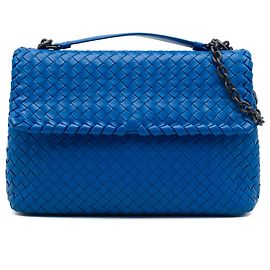 Borsa a tracolla Bottega Veneta Olimpia in Nappa Intrecciato blu, misura Medium