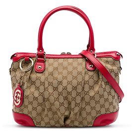 Borsa Satchel Gucci Beige GG Canvas Sukey