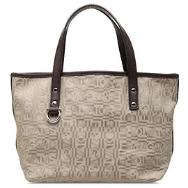 Salvatore Ferragamo Ferragamo Beige Logo Canvas Gancini Tote