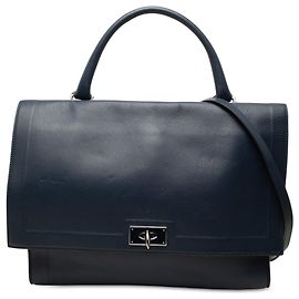 Givenchy Blue Small Grained Calfskin Shark Lock Satchel