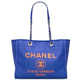 Borsa Tote Deauville Small in tela blu Chanel