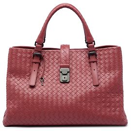 Bottega Veneta Roma Tote Medium aus rotem Nappa Intrecciato Leder