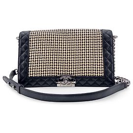 Chanel Reverso Boy Flap de piel de becerro tejida Old Medium