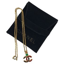 Collana placcata oro multicolore Vintage Coco Mark di CHANEL