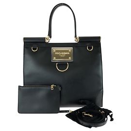Borsa Tote in pelle nera 2-Way Dolce & Gabbana Sicily