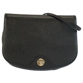 Bolsa de ombro vintage em couro preto Christian Dior