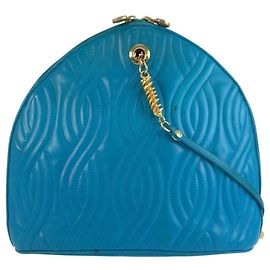 Sac à épaule Fendi Vintage Pasta Macaroni en cuir bleu