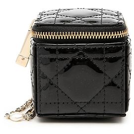 Pouch borsa a mano Christian Dior in pelle verniciata nera